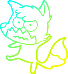 cold gradient line drawing cartoon annoyed fox