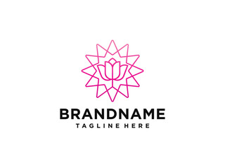 Lotus Flower Logo abstract Beauty Spa salon Cosmetics brand Linear style.