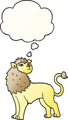cartoon lion and thought bubble in smooth gradient style