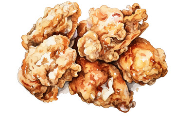 Tori Karaage single object watercolor illustration isolated on white background for removing background
