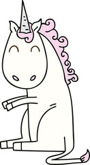 quirky hand drawn cartoon unicorn