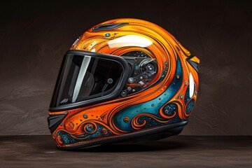a helmet with a colorful design
