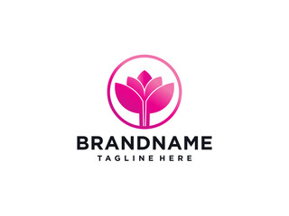 Lotus Flower Logo abstract Beauty Spa salon Cosmetics brand Linear style.