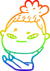 rainbow gradient line drawing cartoon woman