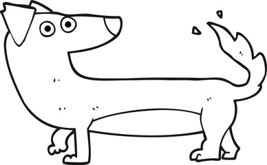 black and white cartoon dog