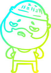 cold gradient line drawing cartoon worried man with beard