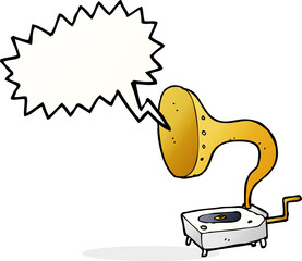 cartoon gramophone with speech bubble