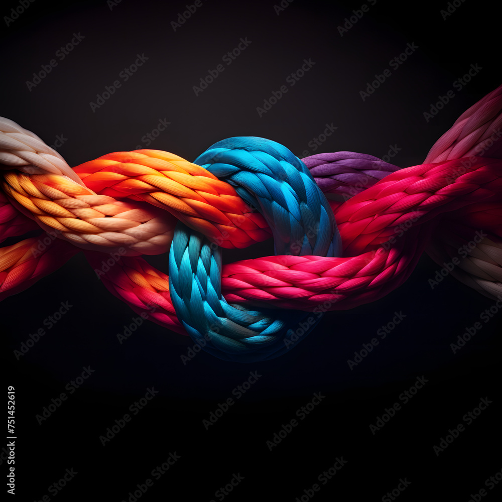 Aufkleber team rope diverse strength connect partnership together teamwork unity communicate support. strong d