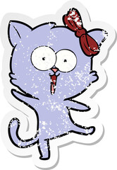 distressed sticker of a cartoon cat
