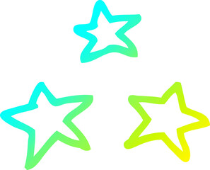 cold gradient line drawing cartoon stars