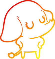 warm gradient line drawing cute cartoon elephant