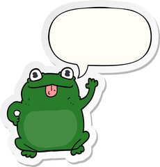 cartoon frog and speech bubble sticker