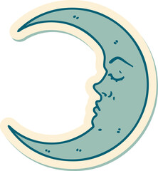 tattoo style sticker of a crescent moon - 751453664