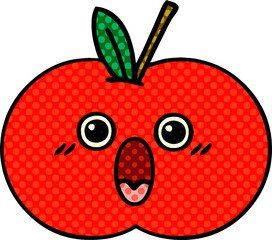 comic book style cartoon red apple