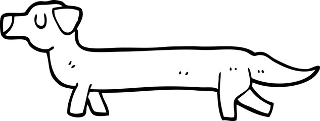 line drawing cartoon dachshund