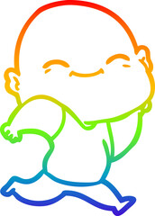rainbow gradient line drawing cartoon happy bald man