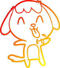 warm gradient line drawing cute cartoon dog