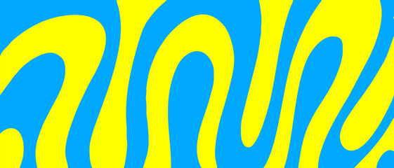 liquid wave banner design, blue and yellow background, flat style design