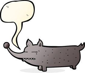 cartoon funny little dog with speech bubble