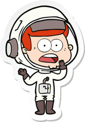sticker of a cartoon surprised astronaut