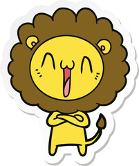 sticker of a happy cartoon lion