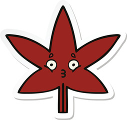 sticker of a cute cartoon autumnal leaf