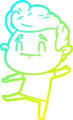 cold gradient line drawing happy cartoon man