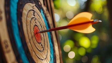 lifestyle photo arrow striking bullseye on target, AI Generative