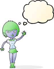 cartoon vampire girl with thought bubble