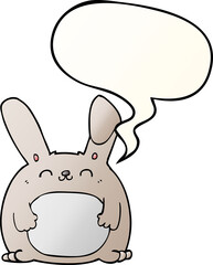 cartoon rabbit and speech bubble in smooth gradient style