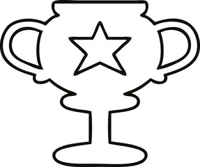 line drawing cartoon gold trophy