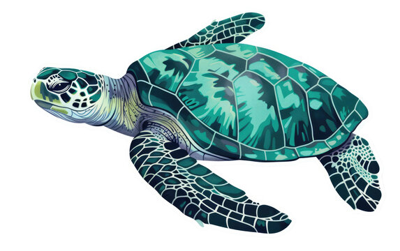 Seafaring Turtle Sticker isolated on transparent Background