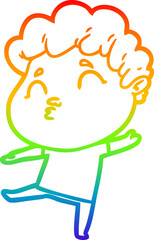 rainbow gradient line drawing cartoon man pouting