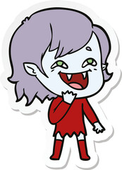 sticker of a cartoon laughing vampire girl
