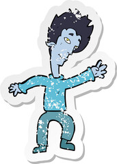 retro distressed sticker of a cartoon halloween vampire