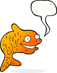 cartoon happy fish with speech bubble