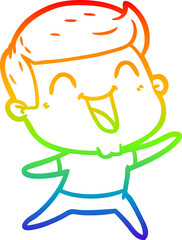 rainbow gradient line drawing cartoon man laughing