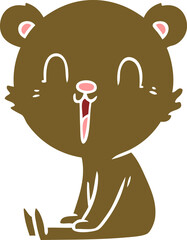 happy flat color style cartoon bear