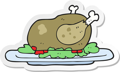 sticker of a cartoon cooked turkey