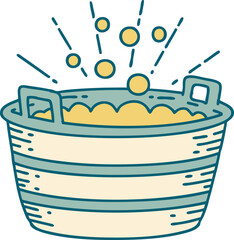 Obraz premium traditional tattoo style tin bath