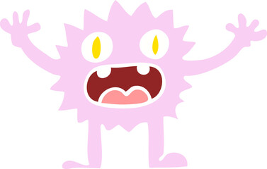 flat color illustration cartoon funny furry monster