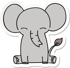 sticker of a quirky hand drawn cartoon elephant