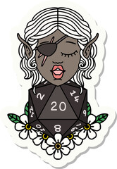 elf rogue character with natural twenty dice roll sticker