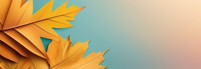Banner autumn leaves with free space in pastel colors 