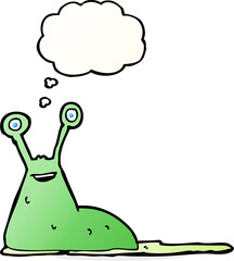 cartoon slug with thought bubble