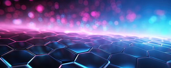 abstract futuristic background with pink blue glowing neon moving high speed wave lines honeycomb and bokeh lights. Data transfer concept Fantastic wallpaper