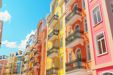 Obraz premium Neighbourhoods with colourful houses, streets with brightly coloured houses