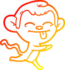 warm gradient line drawing funny cartoon monkey running