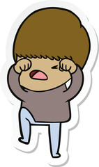 sticker of a cartoon stressed man