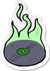 Fototapeta premium sticker of a cartoon magic vinyl record